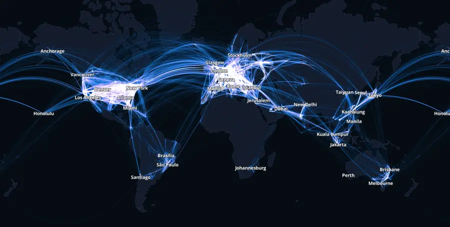 Screenshot of the Interactive Flight Map